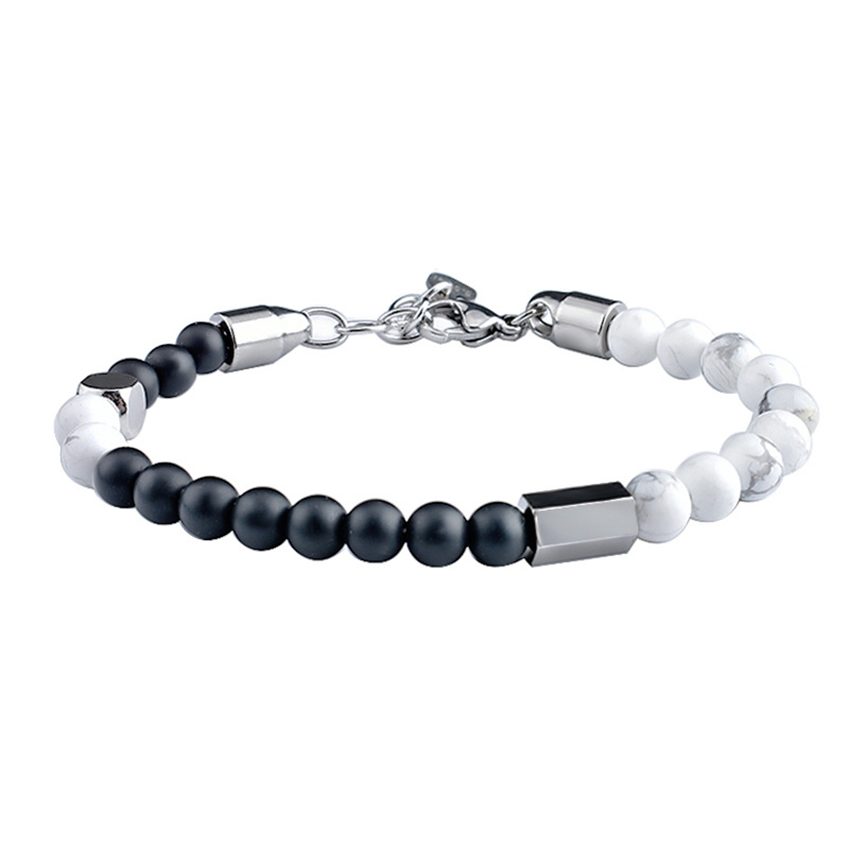 Stainless Steel Chain Matte Onyx 6MM Gemstone Beads Bracelet SB2140