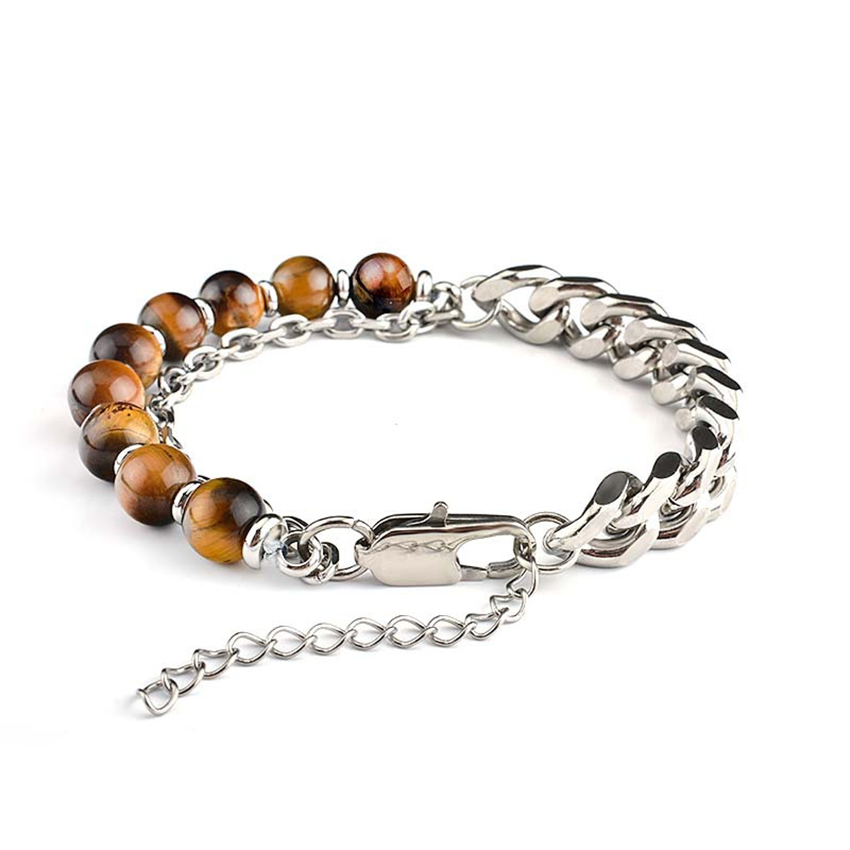 Stainless Steel Chain 8MM Gemstone Beads Bracelet SB2143
