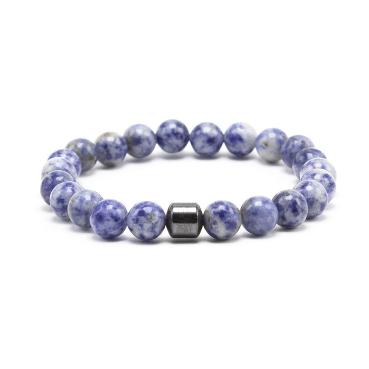 8mm Gemstone Beaded Tube Hematite Stone Bracelet for Women Men #SB1902