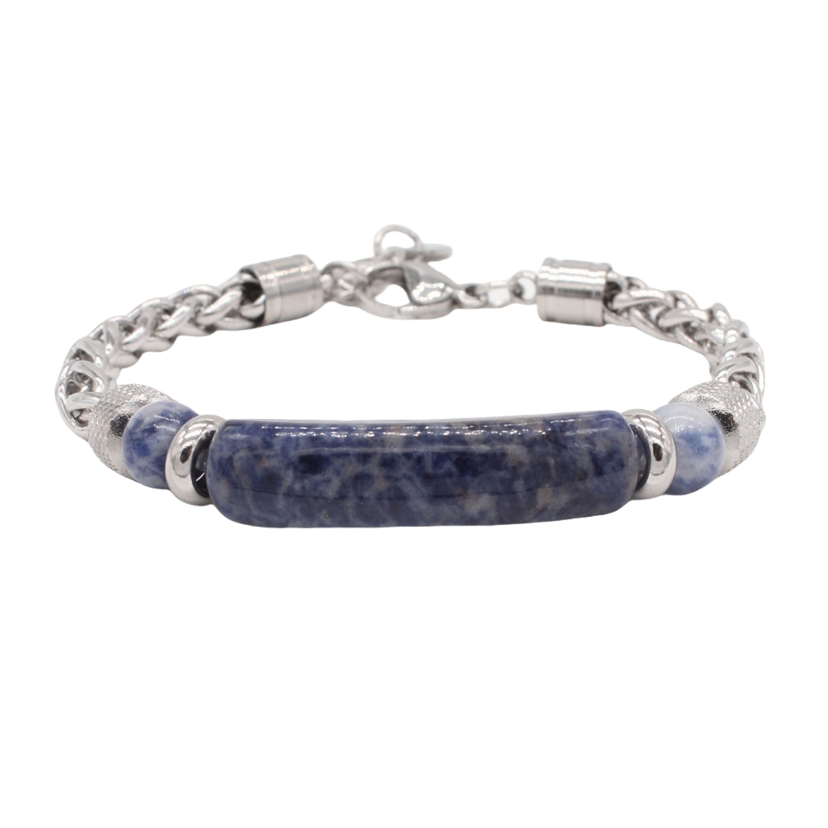Stainless Steel Charms 8MM Beads and Arc Gemstone Bracelet SB2146