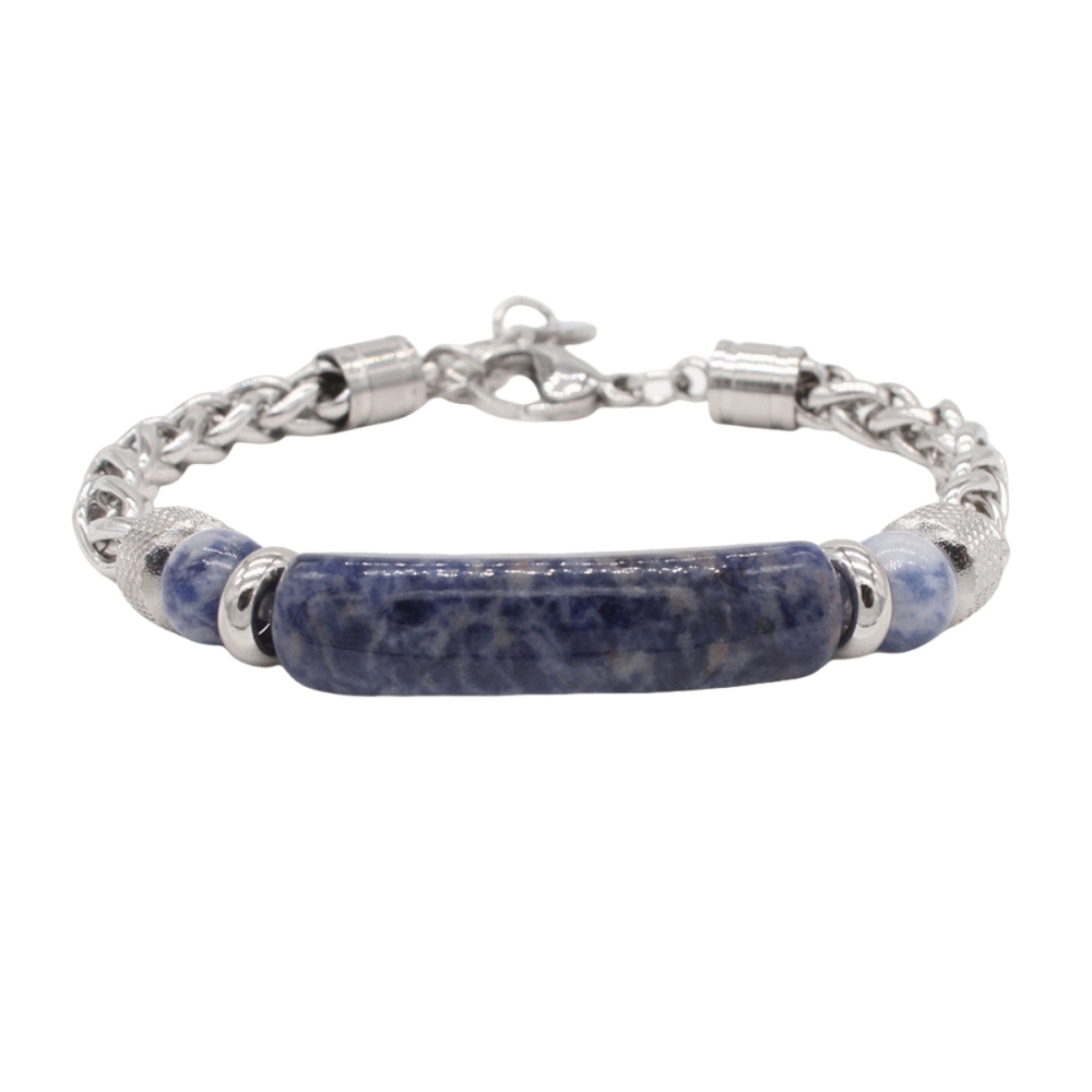 Stainless Steel Charms 8MM Beads and Arc Gemstone Bracelet SB2146