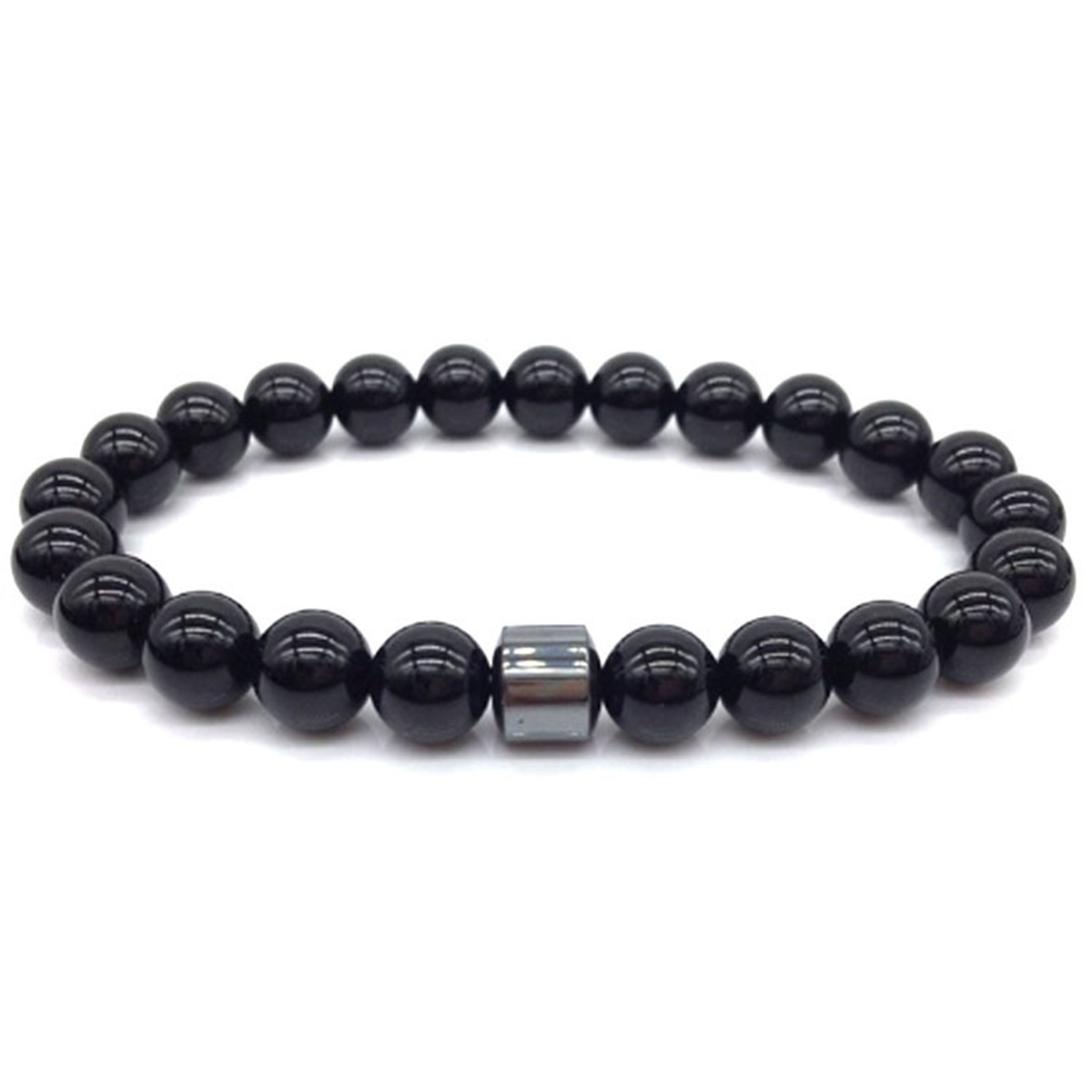8mm Gemstone Beaded Tube Hematite Stone Bracelet for Women Men #SB1902