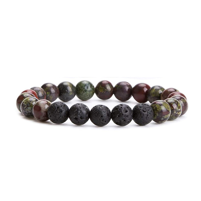 8mm Gemstone Beaded Black Lava Rock Stone Bracelet for Women Men #SB2061