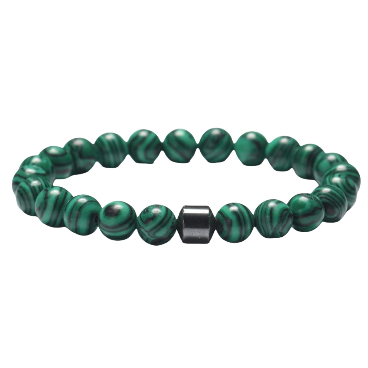 8mm Gemstone Beaded Tube Hematite Stone Bracelet for Women Men #SB1902