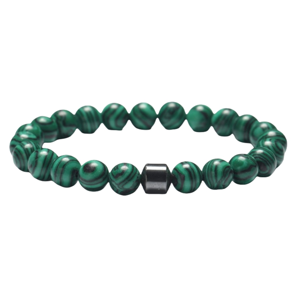 8mm Gemstone Beaded Tube Hematite Stone Bracelet for Women Men #SB1902