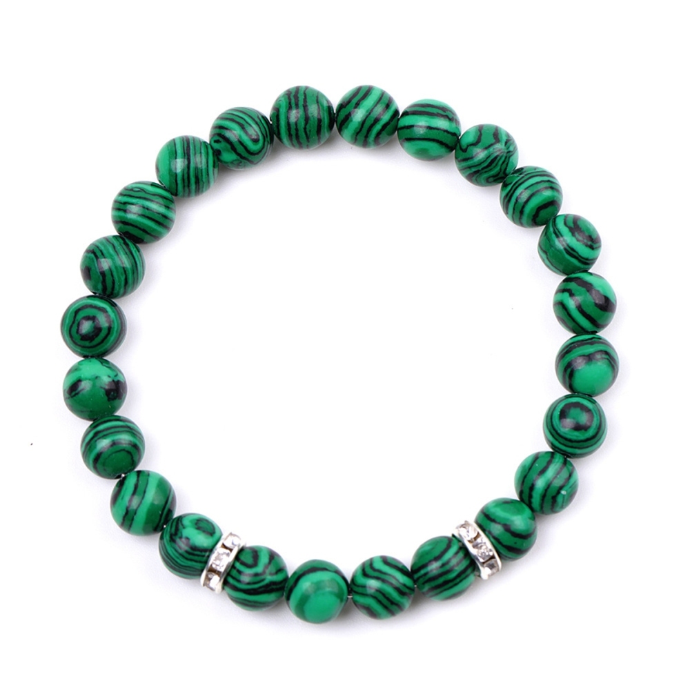 8mm Gemstone Beaded Bracelet  for Women Men Stainless Steel Spacer Stone  Round Beads Bracelets #SB2058