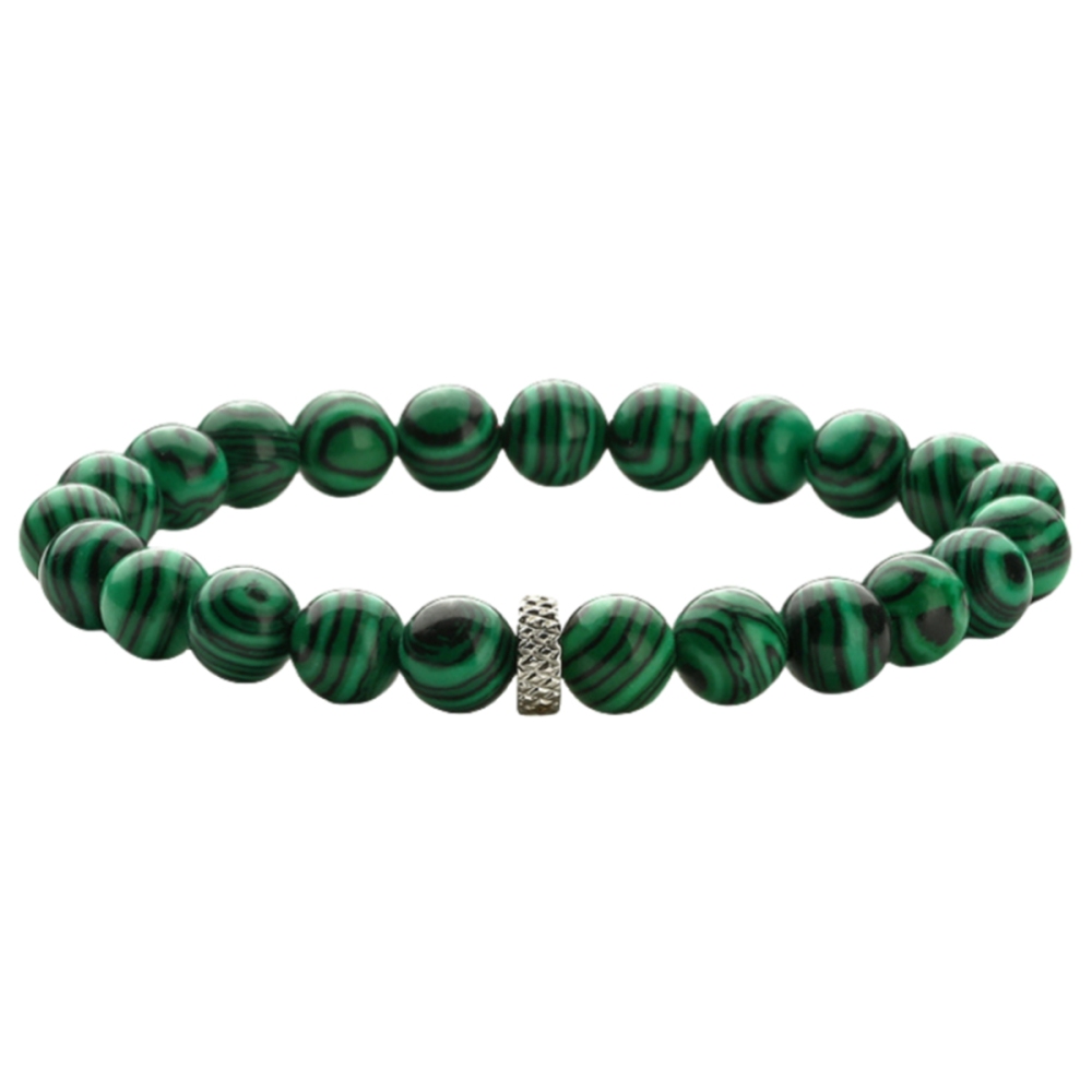 8mm Gemstone Beaded Bracelet  for Women Men Stainless Steel Spacer Stone  Round Beads Bracelets #SB2059