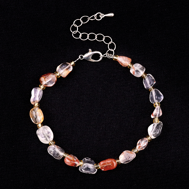 Irregular Tumbled Stone Beads (5-12MM) Bracelet with Lobster Clasp Chain