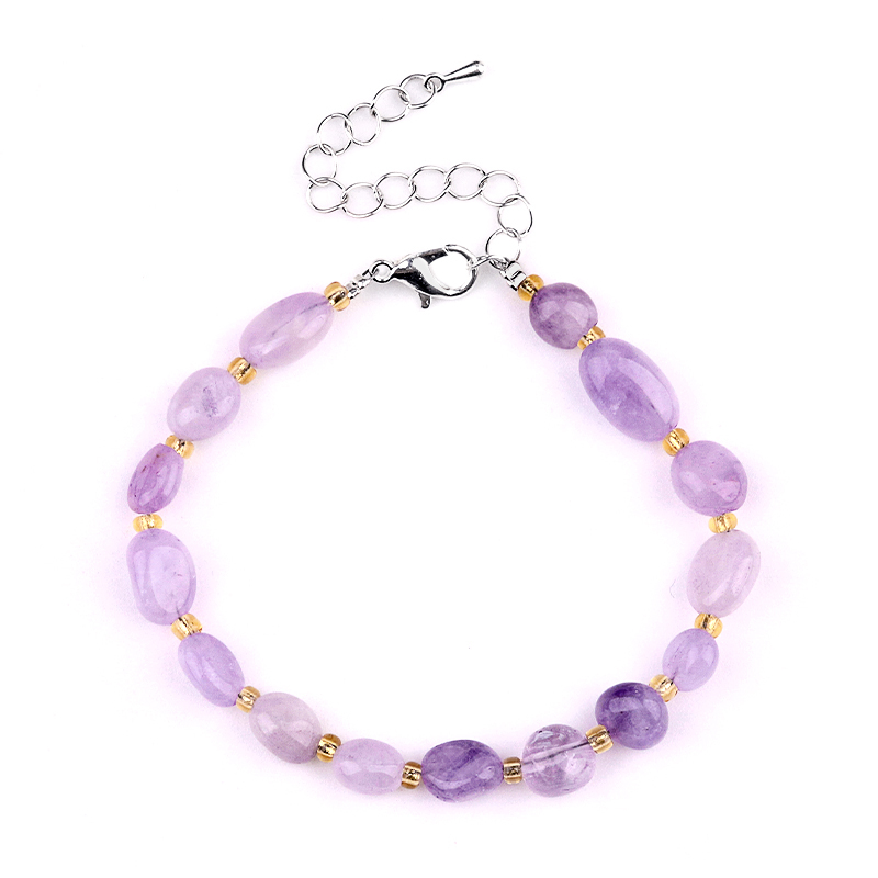 Irregular Tumbled Stone Beads (5-12MM) Bracelet with Lobster Clasp Chain