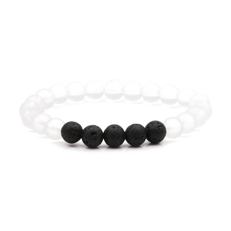 8mm Gemstone Beaded Black Lava Rock Stone Bracelet for Women Men #SB2061
