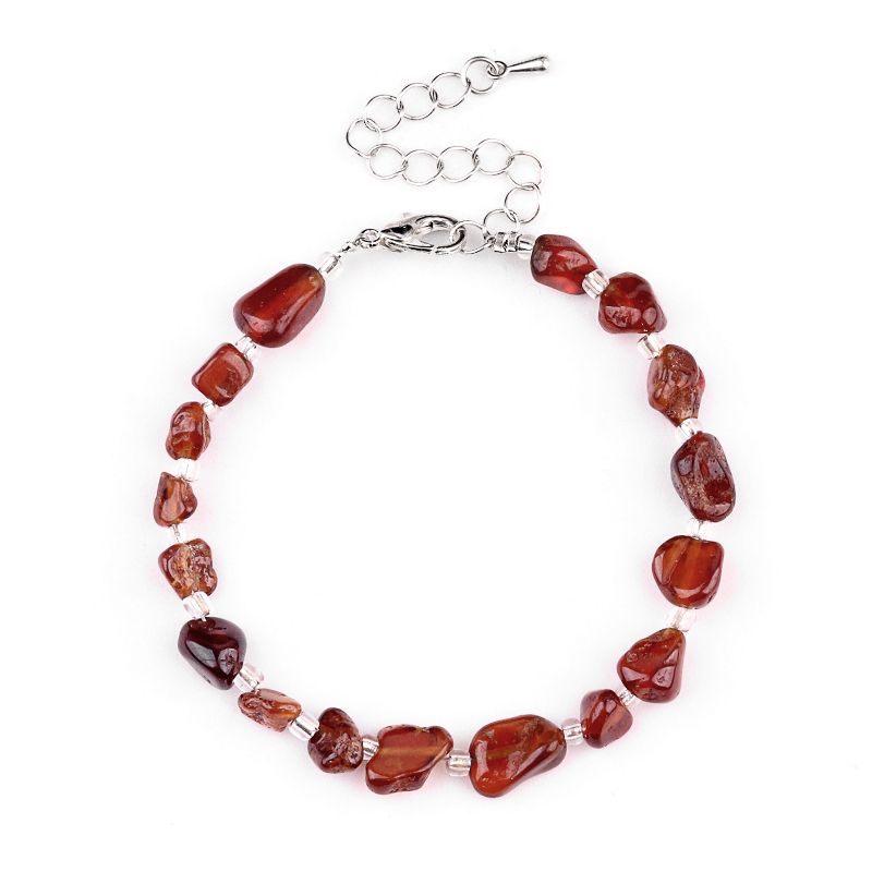 Irregular Tumbled Stone Beads (5-12MM) Bracelet with Lobster Clasp Chain