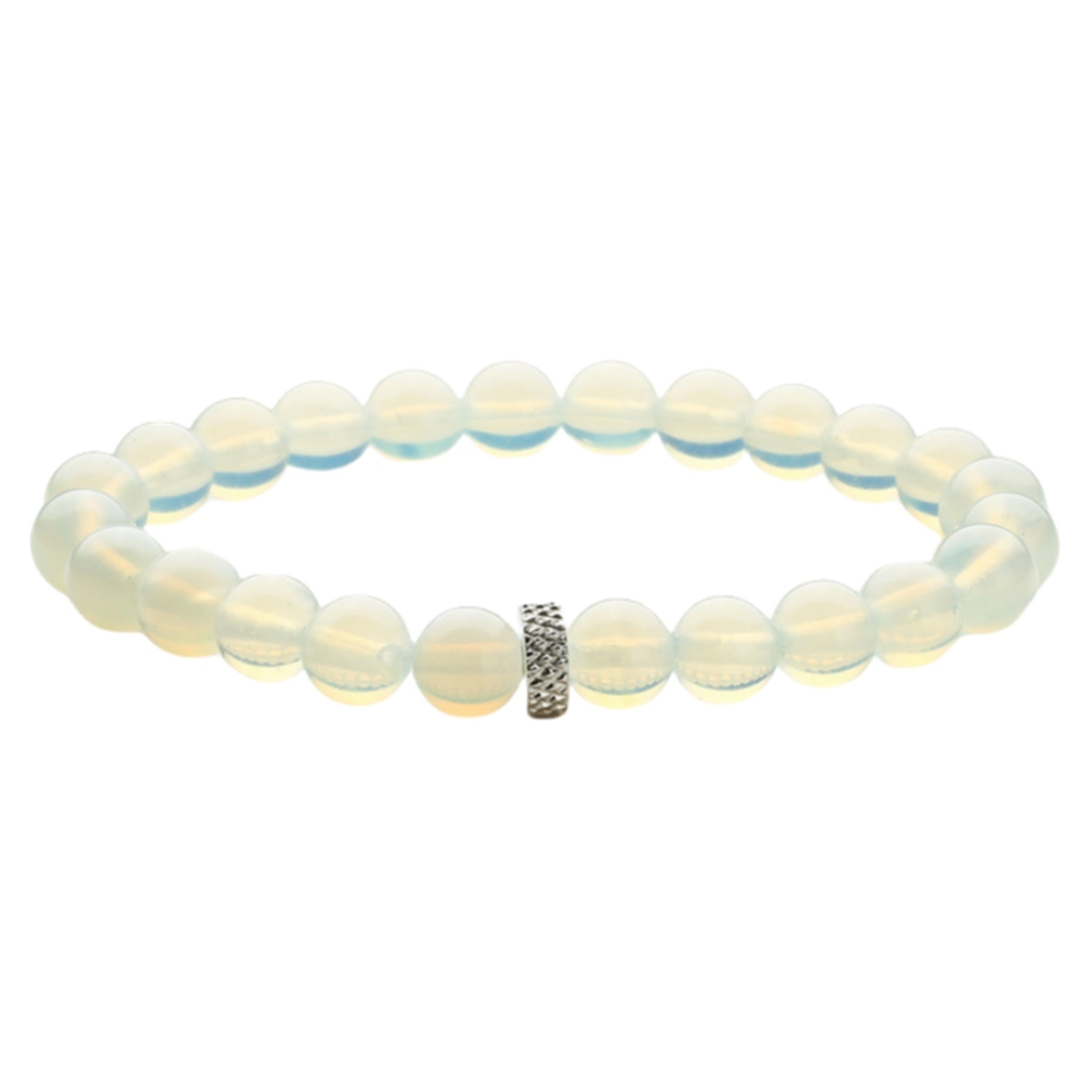8mm Gemstone Beaded Bracelet  for Women Men Stainless Steel Spacer Stone  Round Beads Bracelets #SB2059