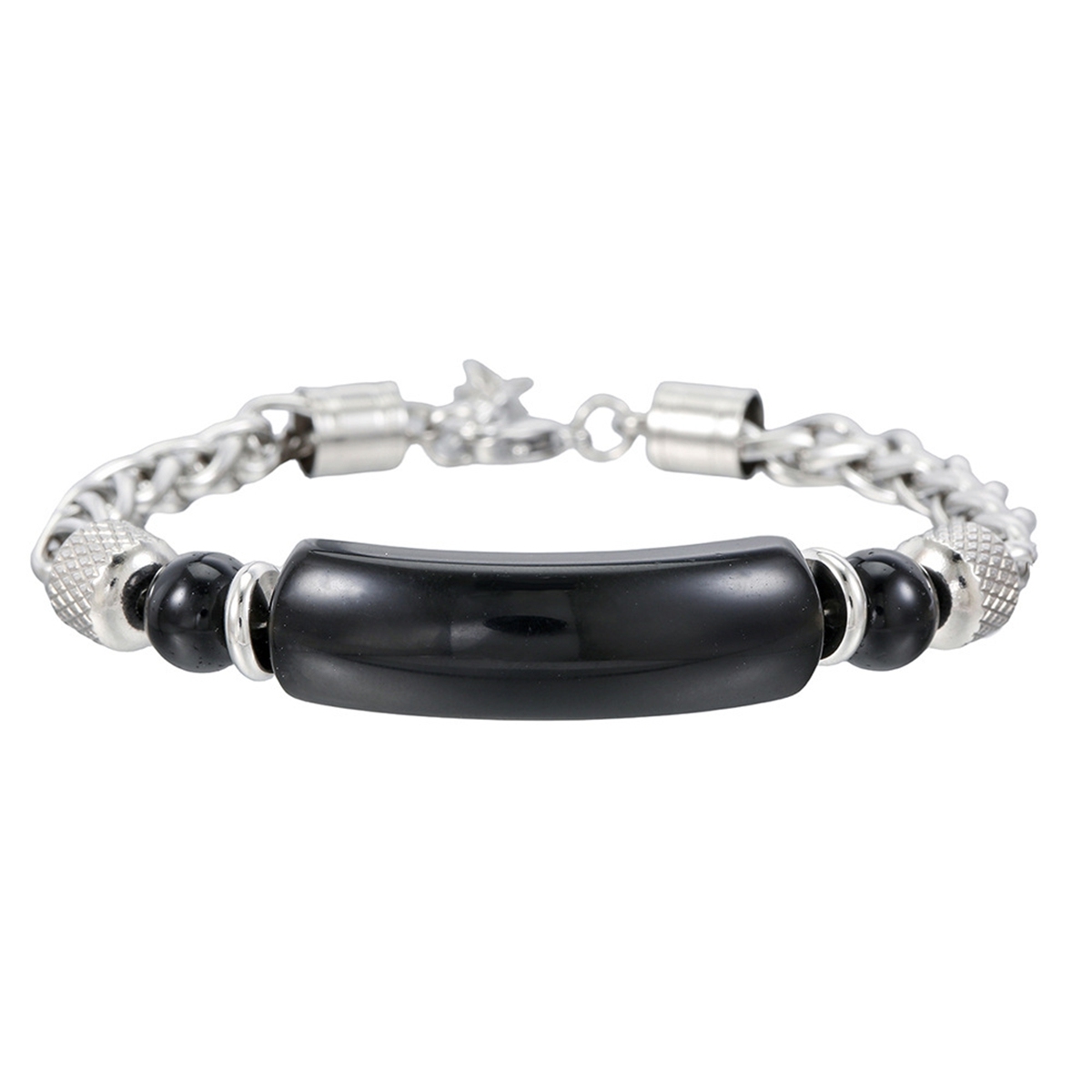 Stainless Steel Charms 8MM Beads and Arc Gemstone Bracelet SB2146