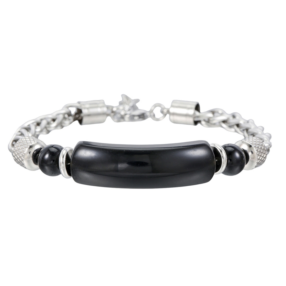 Stainless Steel Charms 8MM Beads and Arc Gemstone Bracelet SB2146