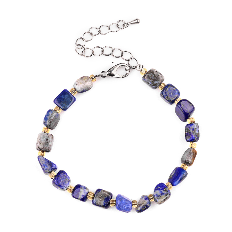 Irregular Tumbled Stone Beads (5-12MM) Bracelet with Lobster Clasp Chain
