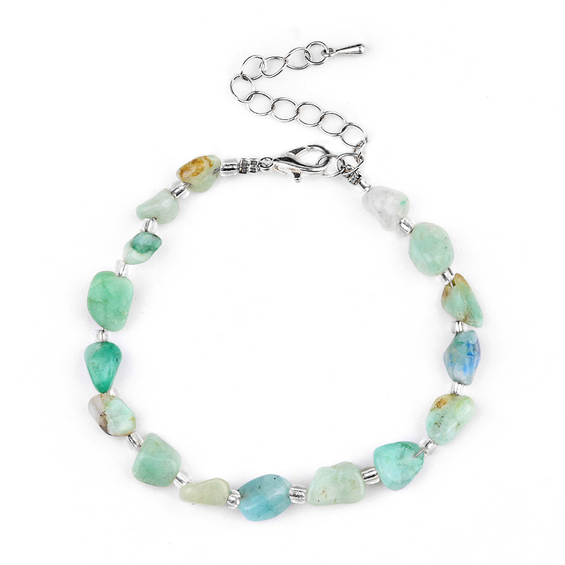 Irregular Tumbled Stone Beads (5-12MM) Bracelet with Lobster Clasp Chain