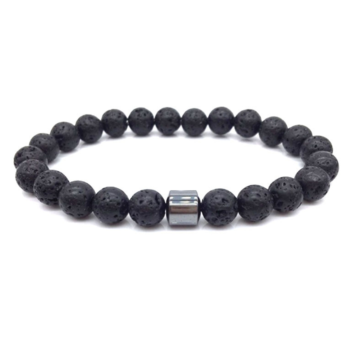 8mm Gemstone Beaded Tube Hematite Stone Bracelet for Women Men #SB1902