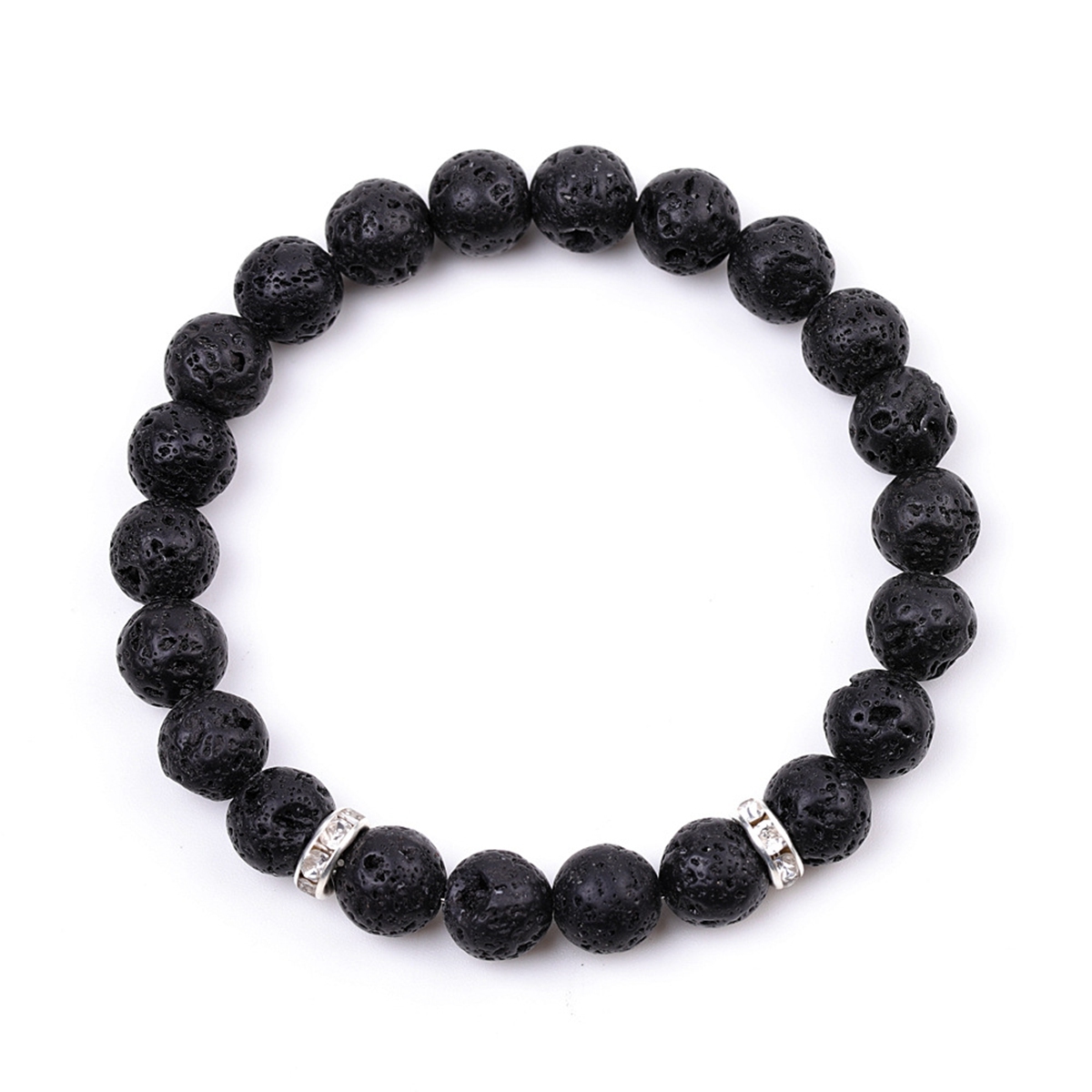8mm Gemstone Beaded Bracelet  for Women Men Stainless Steel Spacer Stone  Round Beads Bracelets #SB2058