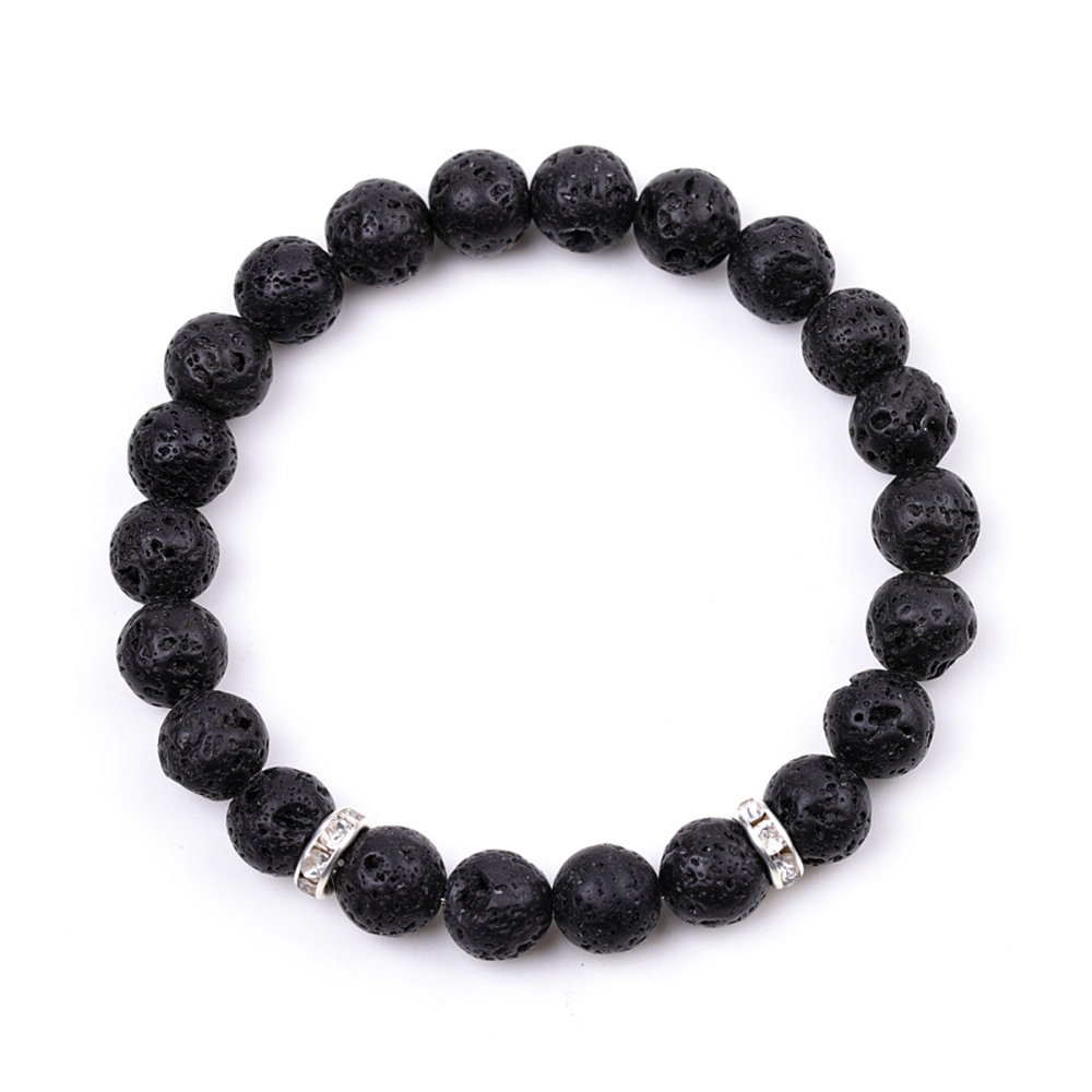 8mm Gemstone Beaded Bracelet  for Women Men Stainless Steel Spacer Stone  Round Beads Bracelets #SB2058