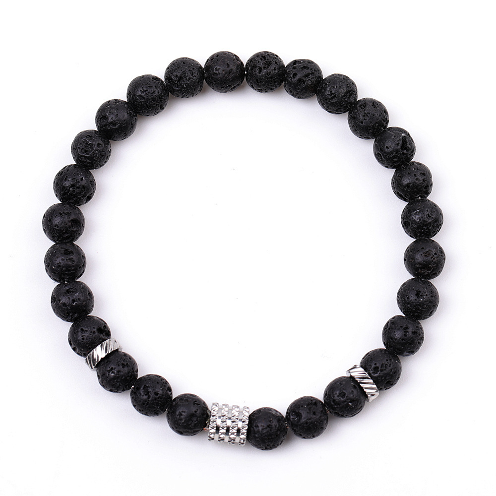 6mm Gemstone Stainless Steel Spacer Beads Bracelet for Women Men #SB2127