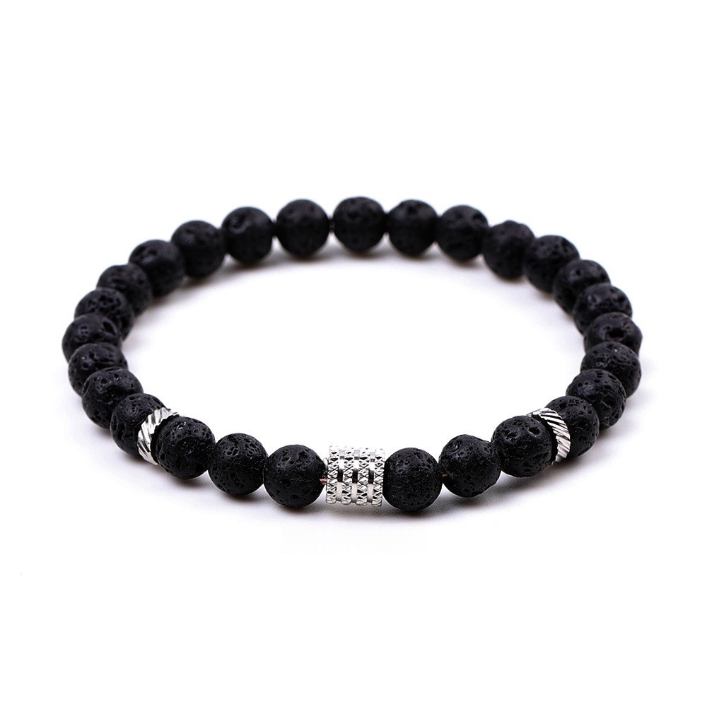 6mm Gemstone Stainless Steel Spacer Beads Bracelet for Women Men #SB2127