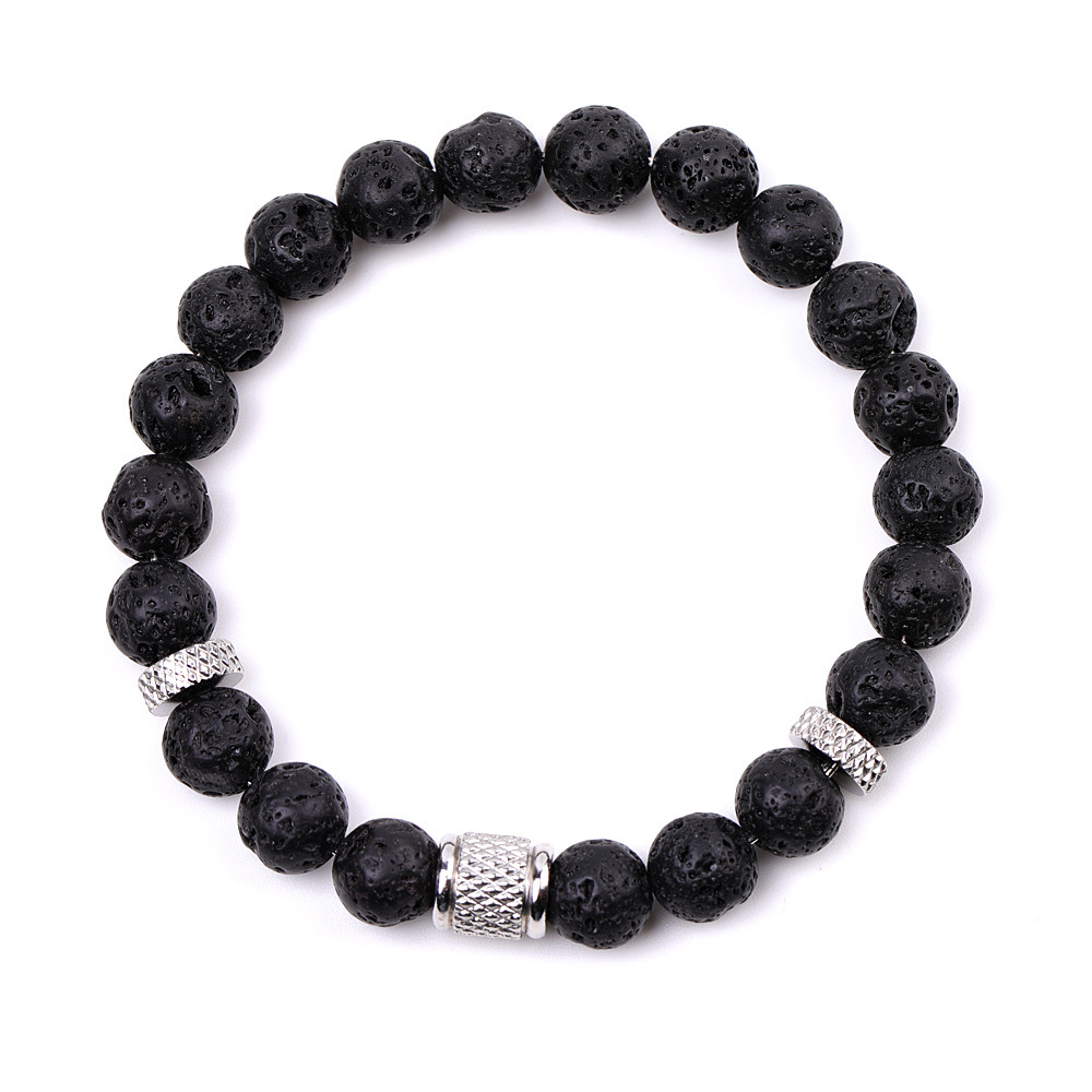 8mm Gemstone Stainless Steel Spacer Beads Bracelet for Women Men #SB2127