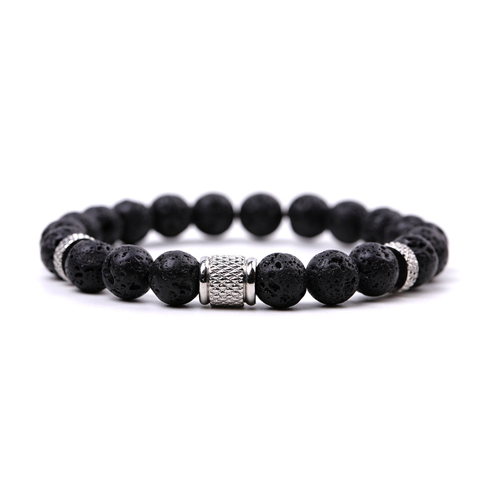 8mm Gemstone Stainless Steel Spacer Beads Bracelet for Women Men #SB2127