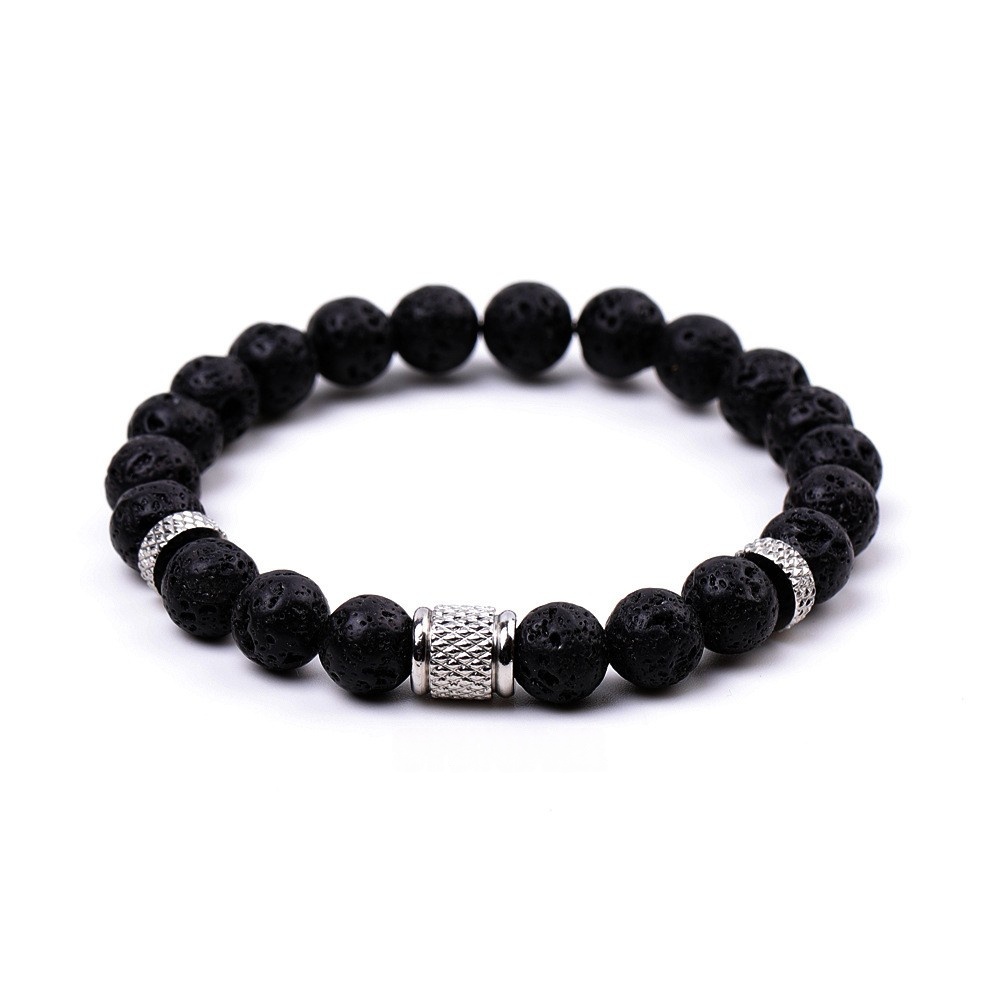 8mm Gemstone Stainless Steel Spacer Beads Bracelet for Women Men #SB2127