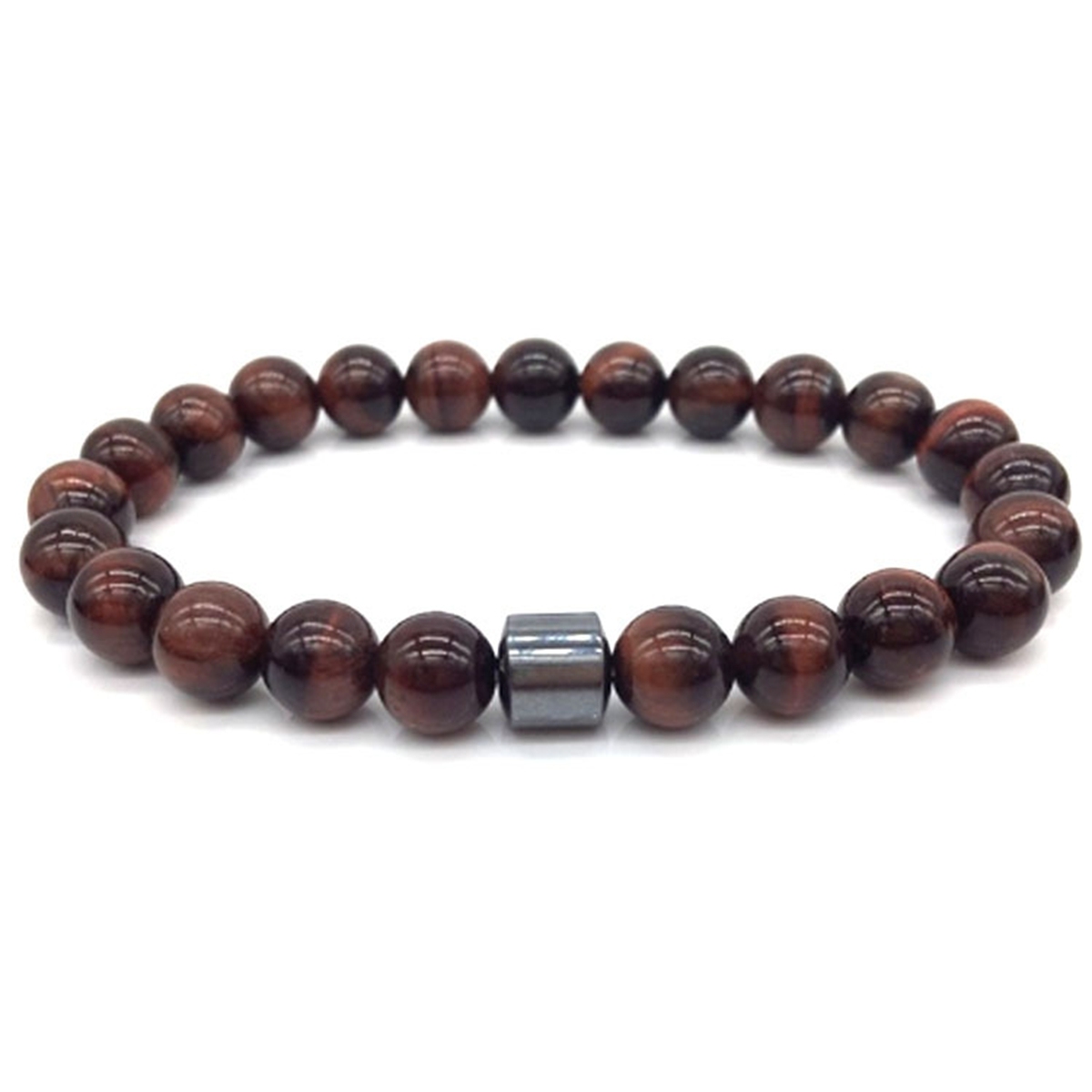 8mm Gemstone Beaded Tube Hematite Stone Bracelet for Women Men #SB1902