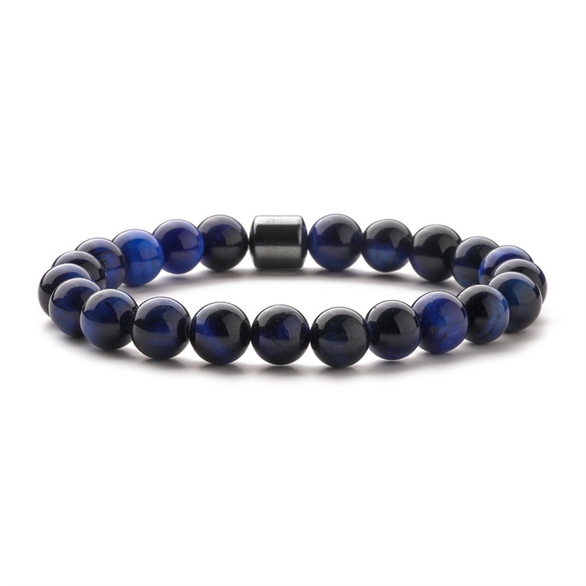 8mm Gemstone Beaded Tube Hematite Stone Bracelet for Women Men #SB1902