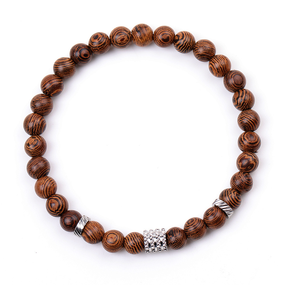 6mm Gemstone Stainless Steel Spacer Beads Bracelet for Women Men #SB2127
