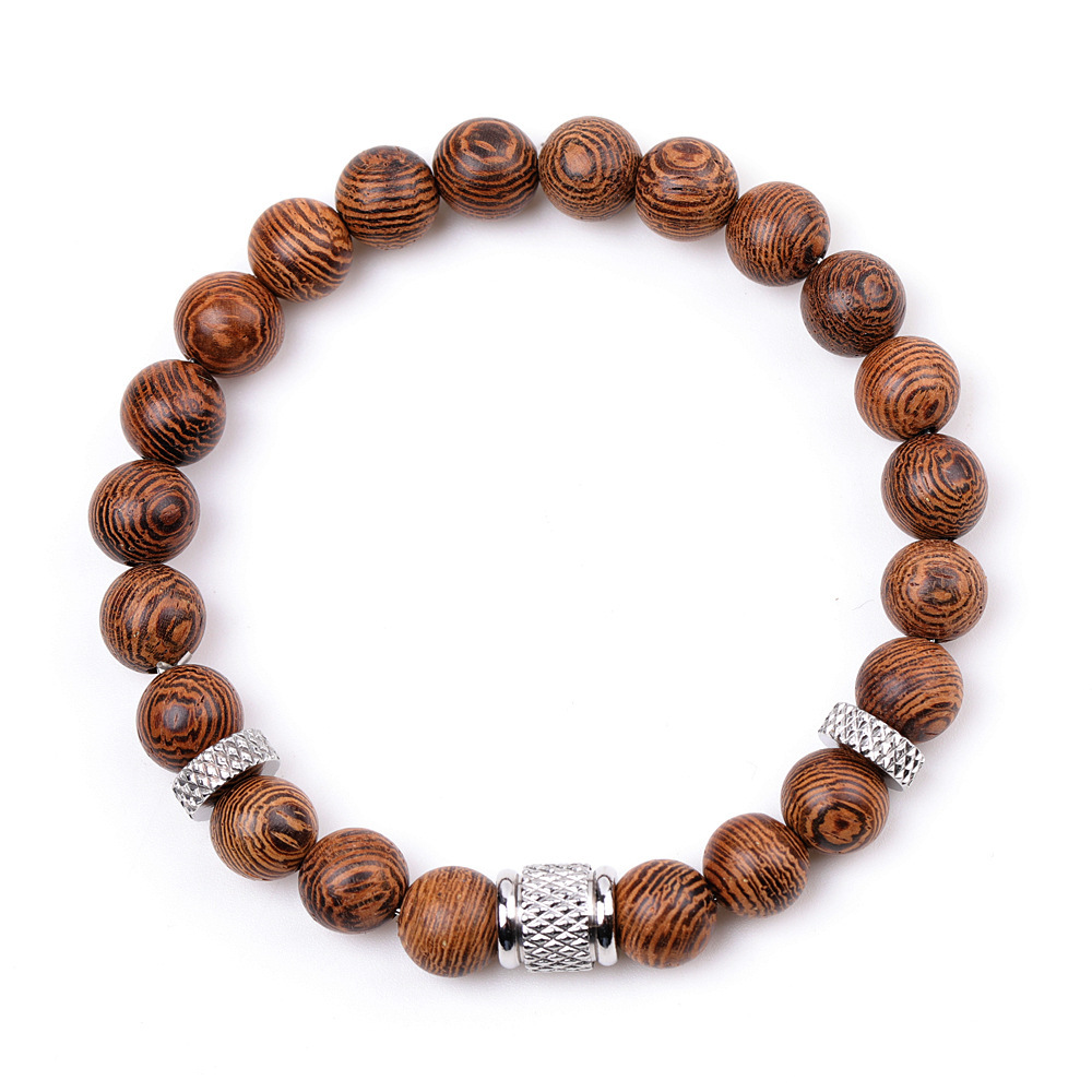 8mm Gemstone Stainless Steel Spacer Beads Bracelet for Women Men #SB2127