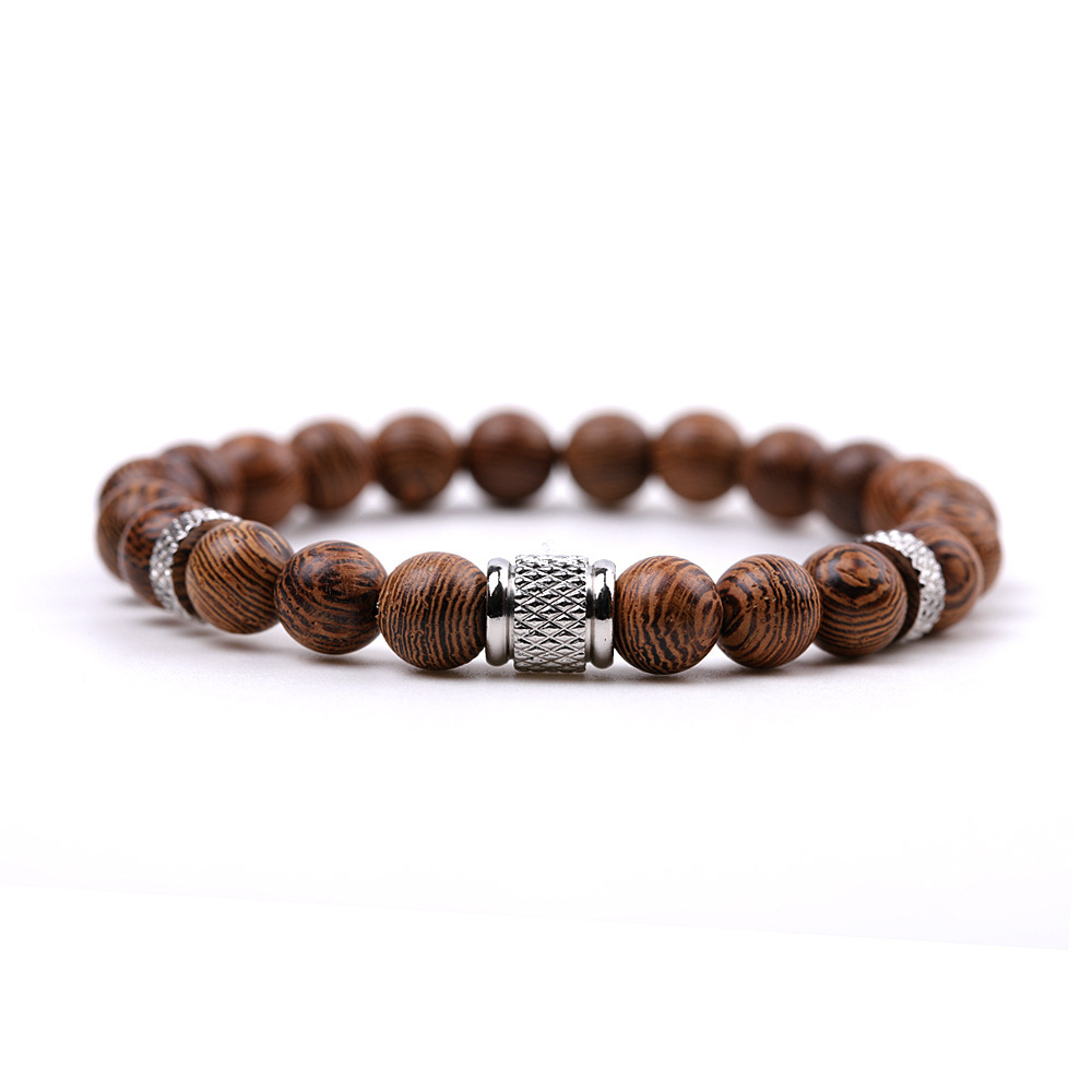 8mm Gemstone Stainless Steel Spacer Beads Bracelet for Women Men #SB2127