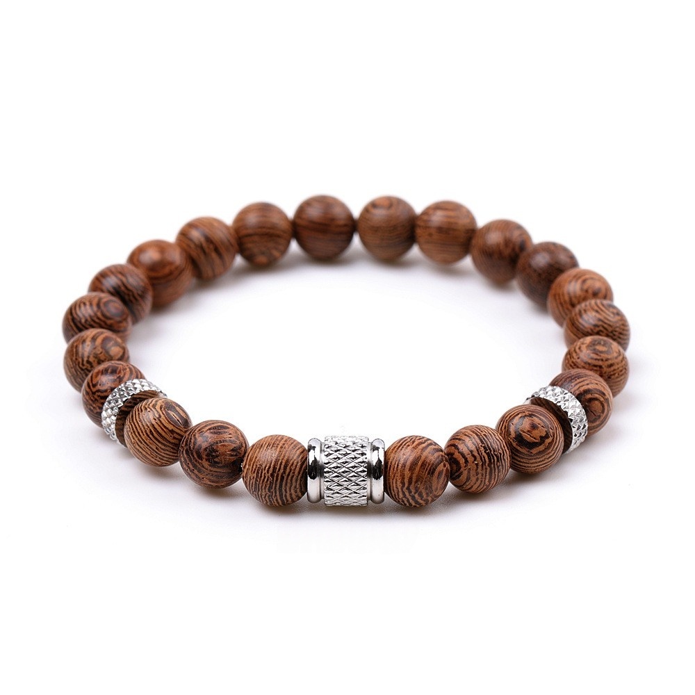 8mm Gemstone Stainless Steel Spacer Beads Bracelet for Women Men #SB2127