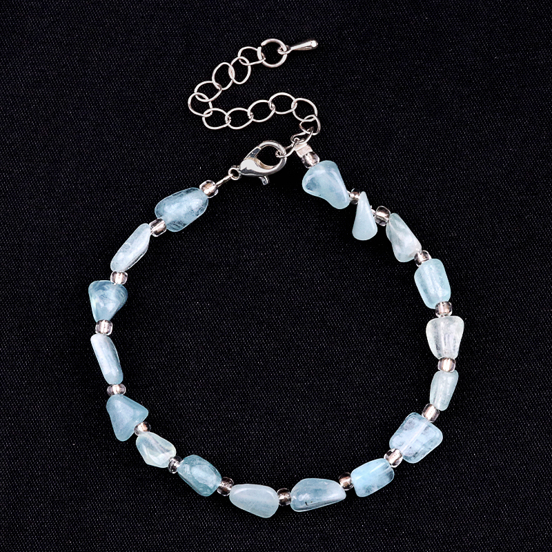 Irregular Tumbled Stone Beads (5-12MM) Bracelet with Lobster Clasp Chain