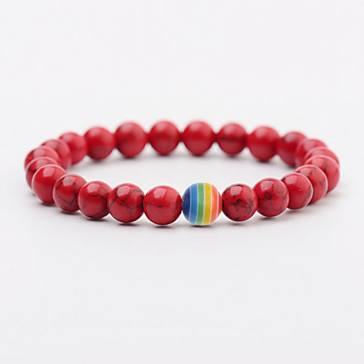 8mm Gemstone Beaded Colorful Resin Stone Bracelet for Women Men #SB1388