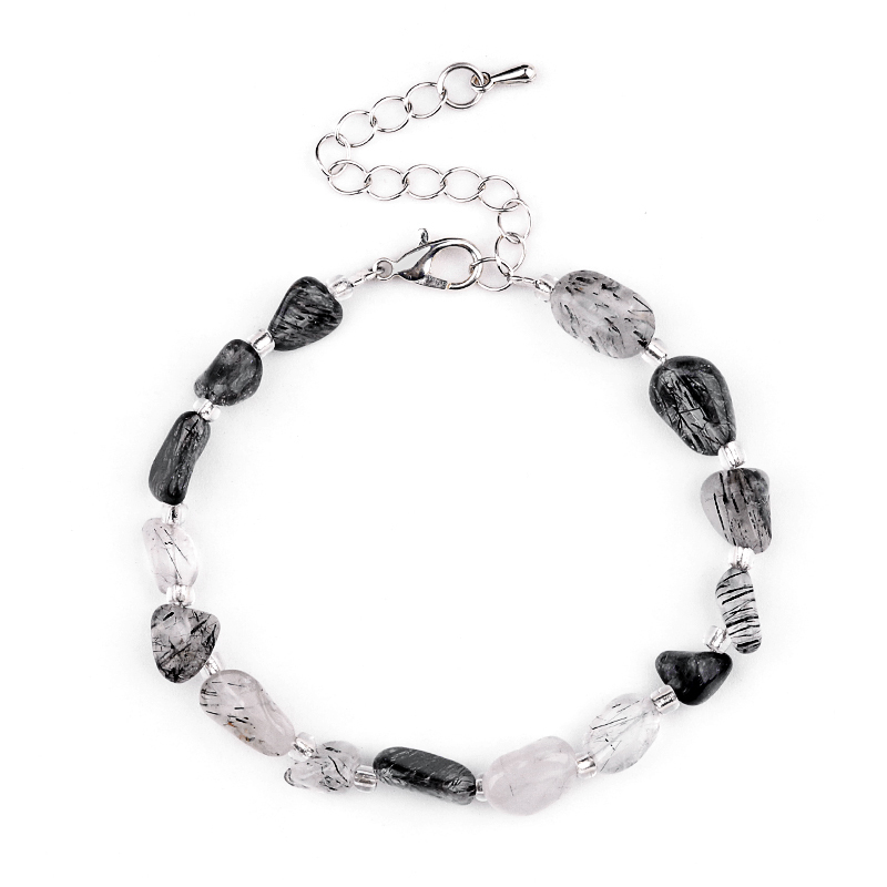 Irregular Tumbled Stone Beads (5-12MM) Bracelet with Lobster Clasp Chain