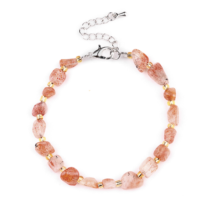 Irregular Tumbled Stone Beads (5-12MM) Bracelet with Lobster Clasp Chain