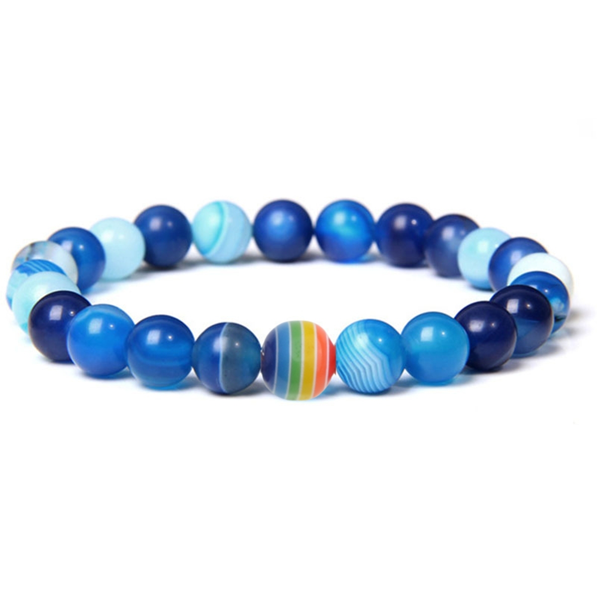 8mm Gemstone Beaded Colorful Resin Stone Bracelet for Women Men #SB1388