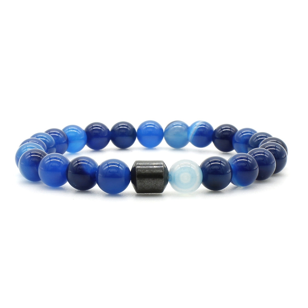 8mm Gemstone Beaded Tube Hematite Stone Bracelet for Women Men #SB1902