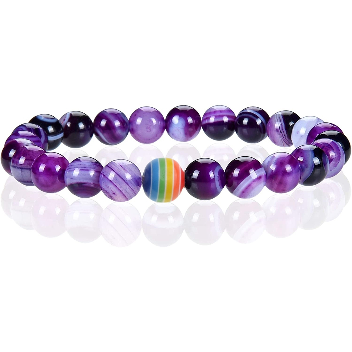 8mm Gemstone Beaded Colorful Resin Stone Bracelet for Women Men #SB1388