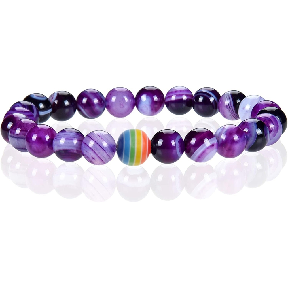 8mm Gemstone Beaded Colorful Resin Stone Bracelet for Women Men #SB1388