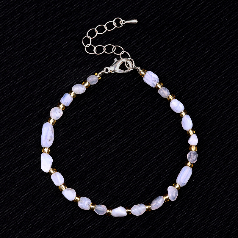 Irregular Tumbled Stone Beads (5-12MM) Bracelet with Lobster Clasp Chain