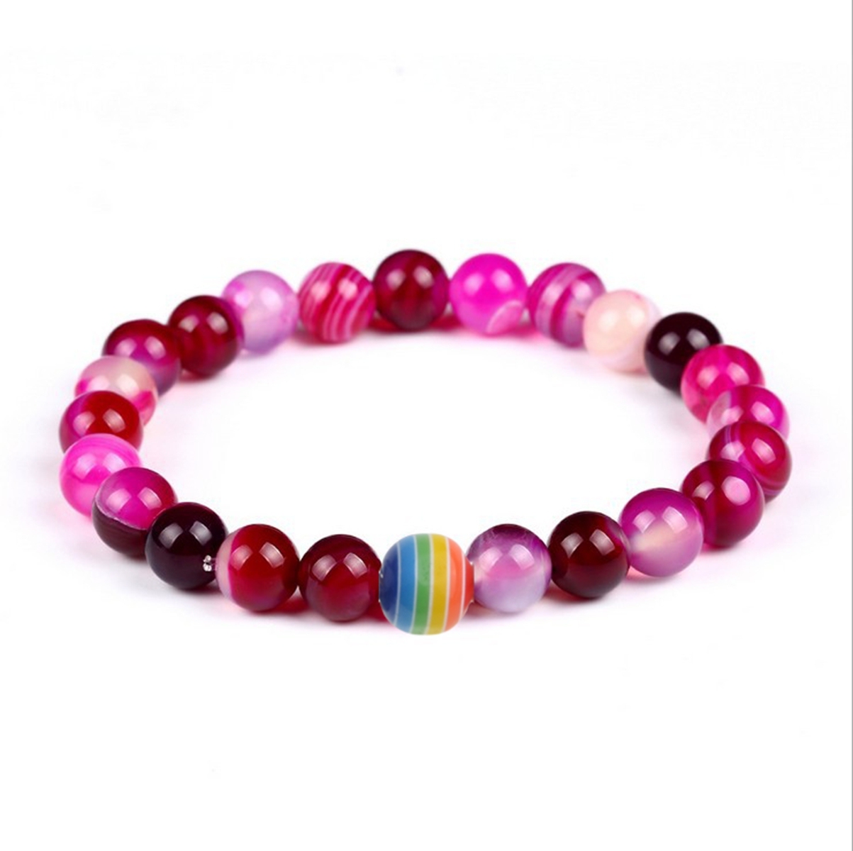 8mm Gemstone Beaded Colorful Resin Stone Bracelet for Women Men #SB1388