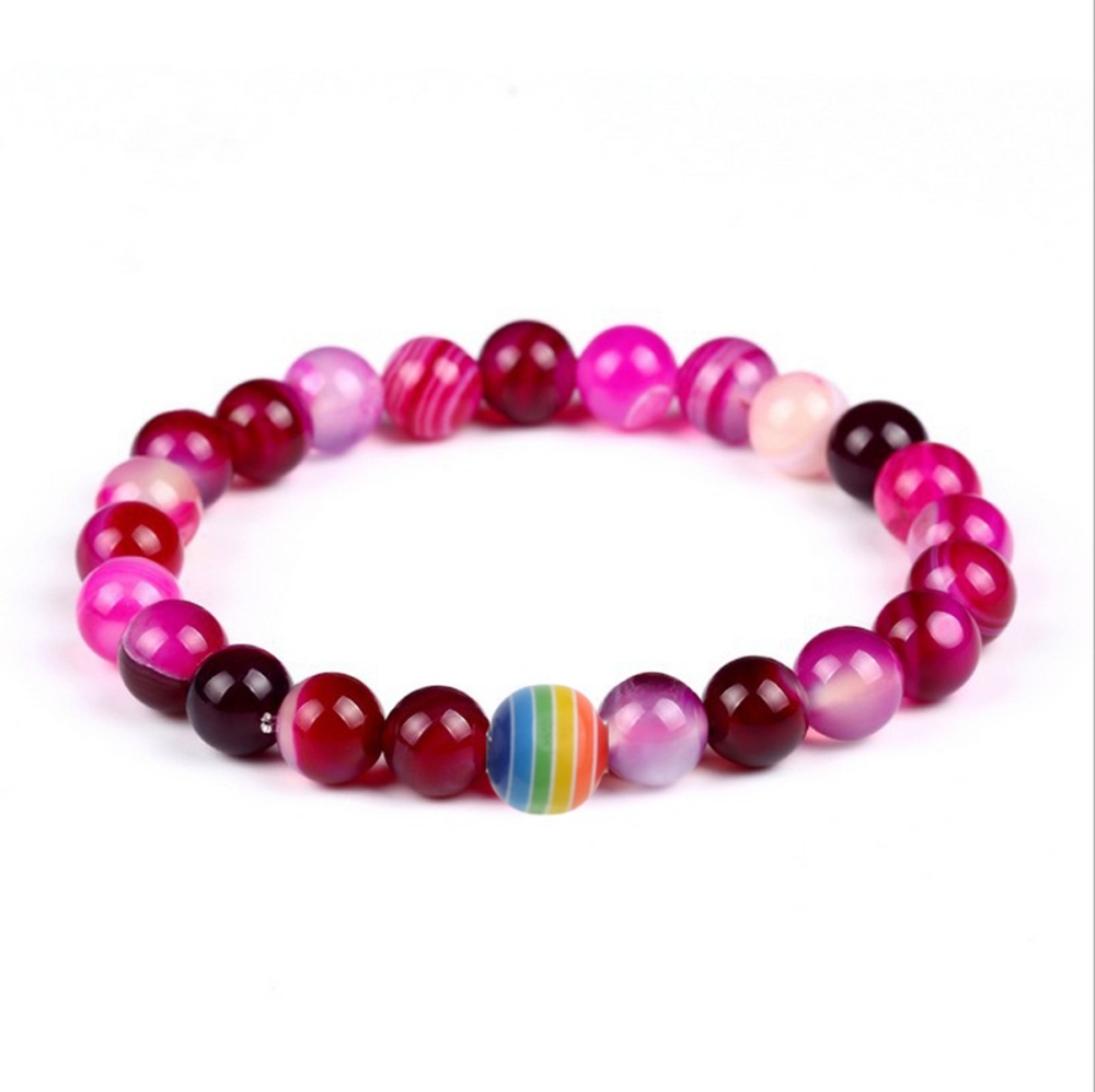 8mm Gemstone Beaded Colorful Resin Stone Bracelet for Women Men #SB1388