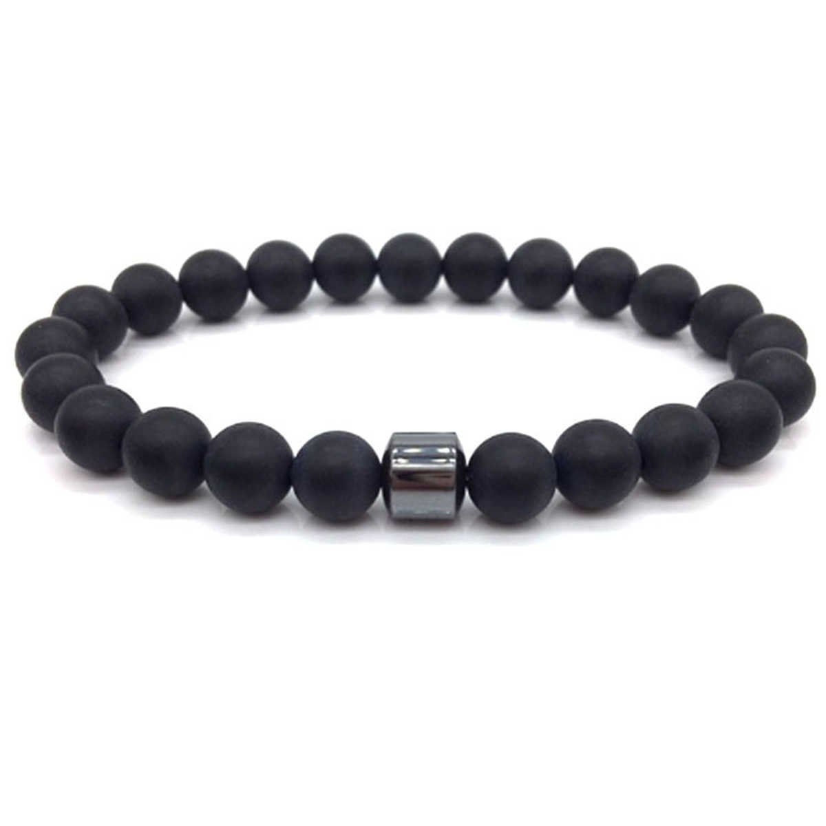 8mm Gemstone Beaded Tube Hematite Stone Bracelet for Women Men #SB1902