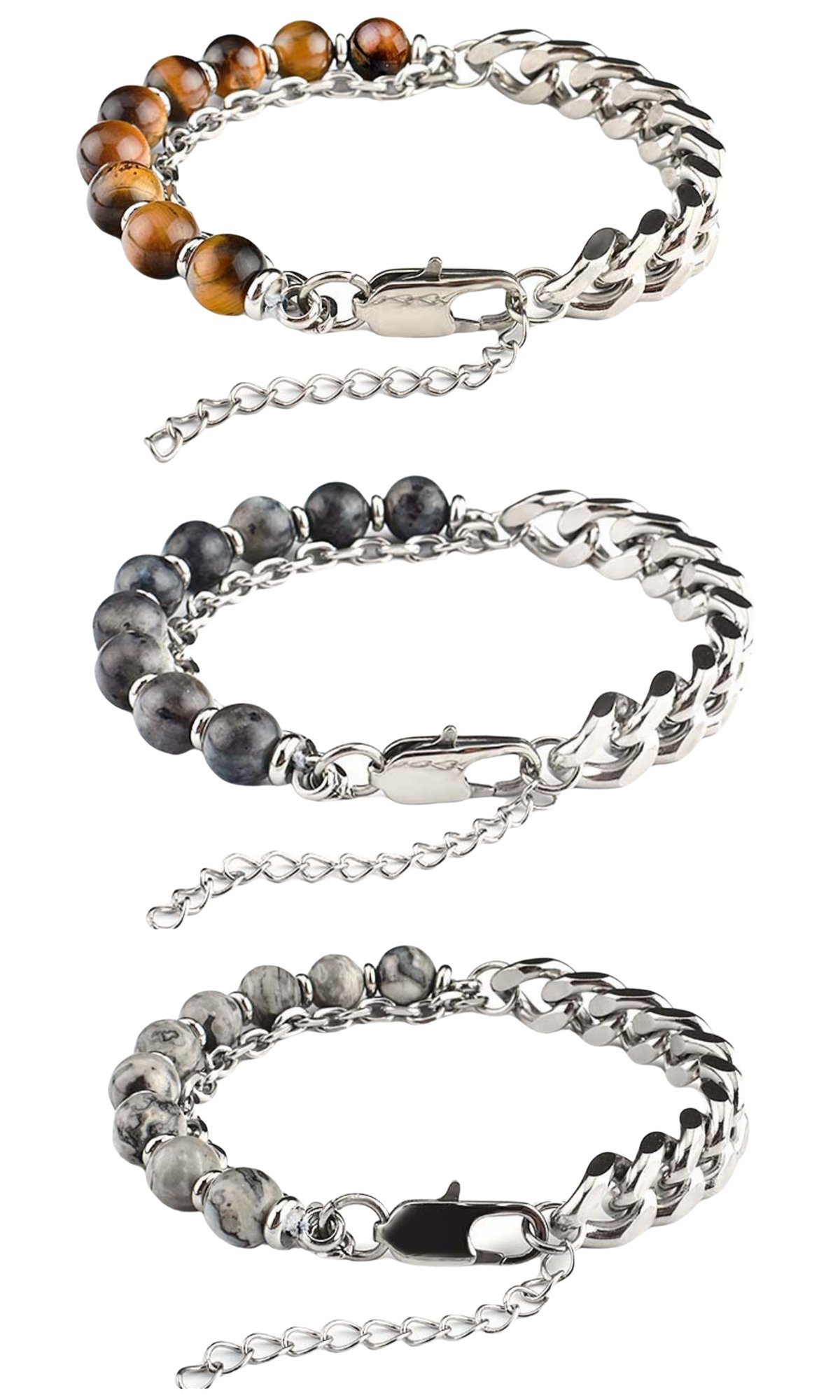 Stainless Steel Chain 8MM Gemstone Beads Bracelet SB2143