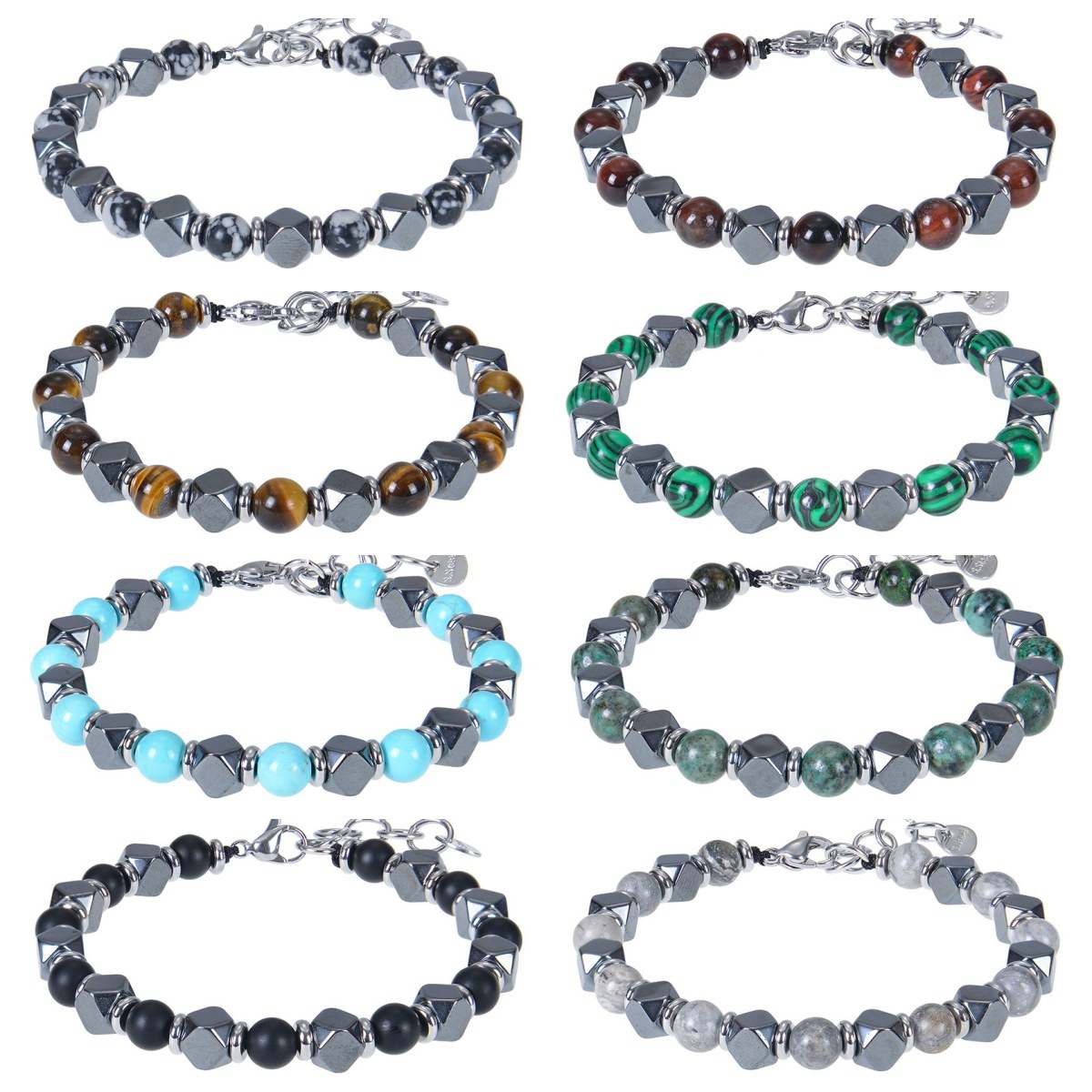 Cube Hematite 6MM Gemstone Beads Bracelet SB2148