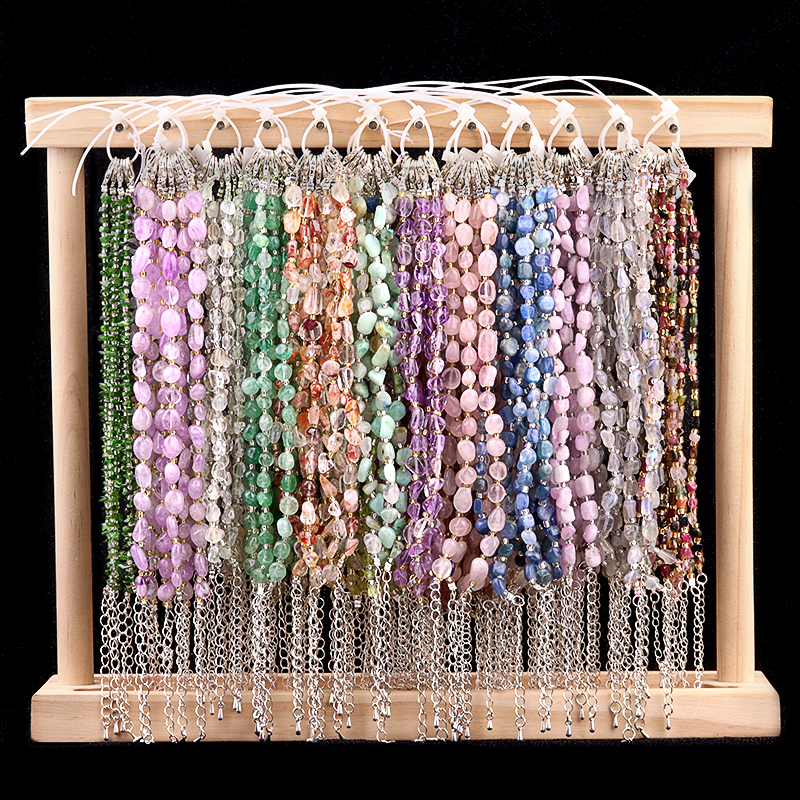 Irregular Tumbled Stone Beads (5-12MM) Bracelet with Lobster Clasp Chain