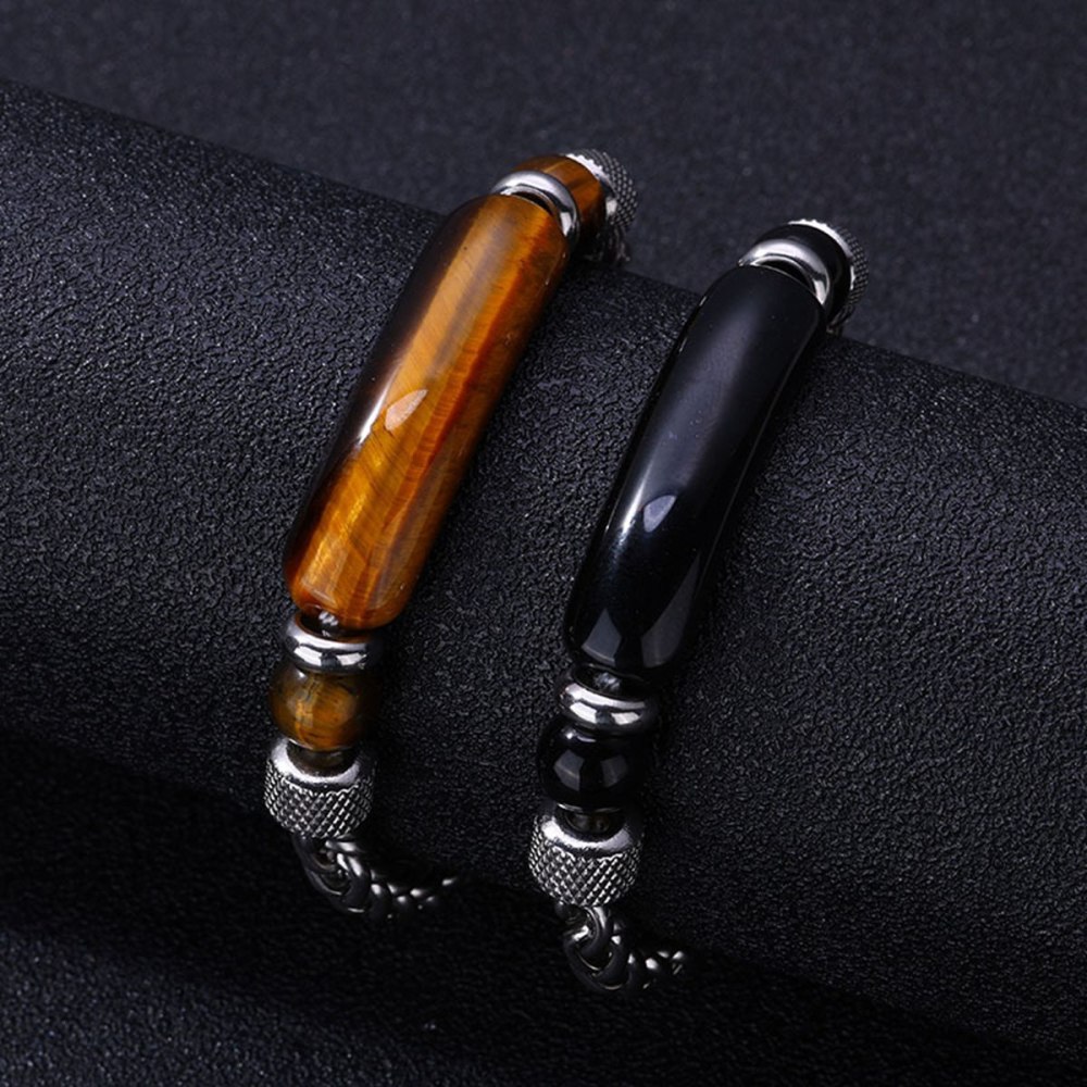 Stainless Steel Charms 8MM Beads and Arc Gemstone Bracelet SB2146